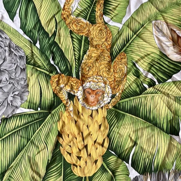 Salvatore Ferragamo vintage silk jungle motif scarf